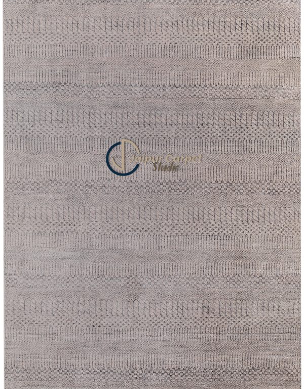 Ethereal Gray Symphony – Hand-Knotted Wool Silk Carpet of Minimal Elegance