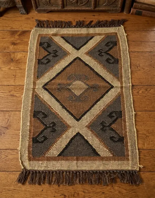Brown Handmade Flatweave Rug | Custom Size Durrie
