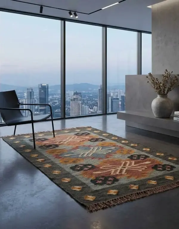 Grey Handmade Flatweave Rug | Custom Size Durrie