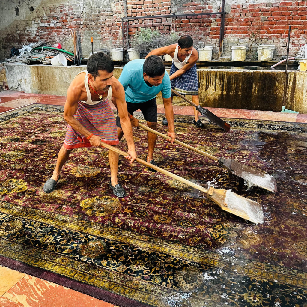 custom rug manufacturers - washing process Jaipur Carpet Studio